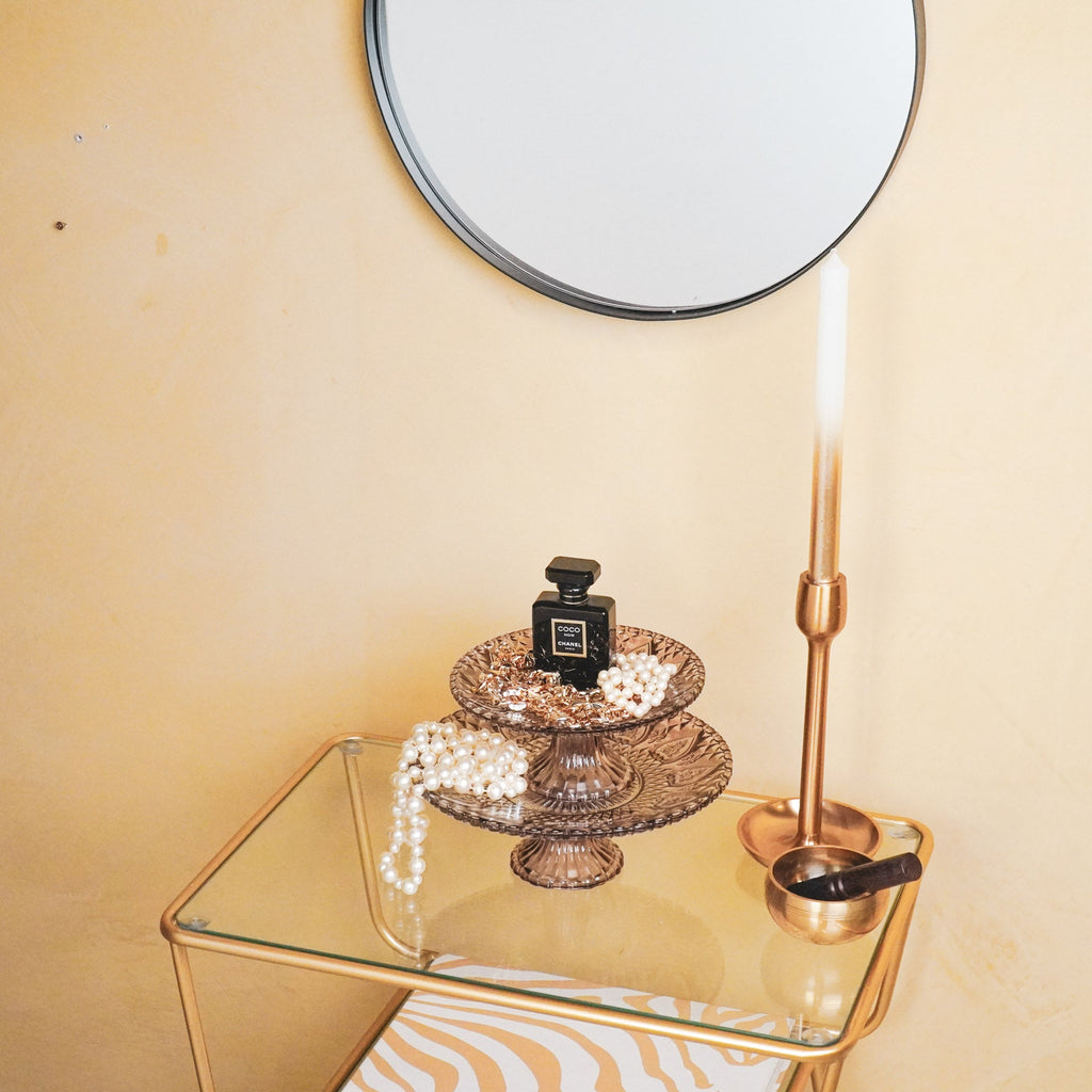 Cake Plate - Glass - Brown - 22,5x8cm