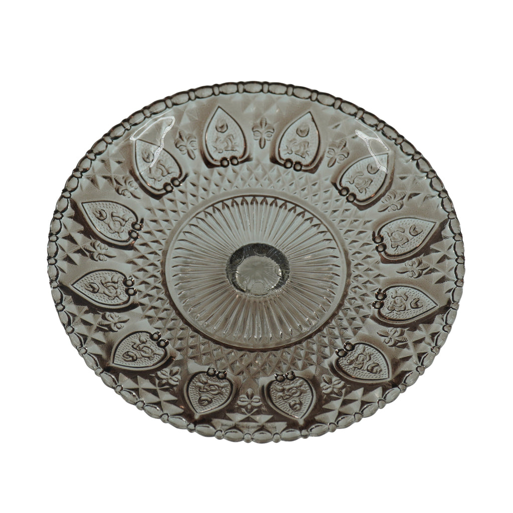 Cake Plate - Glass - Brown - 22,5x8cm