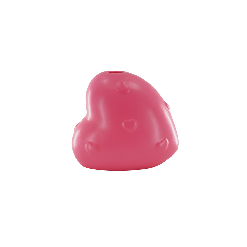 Candle holder- Hearts - Ceramics - Pink 11x7,5x10 cm