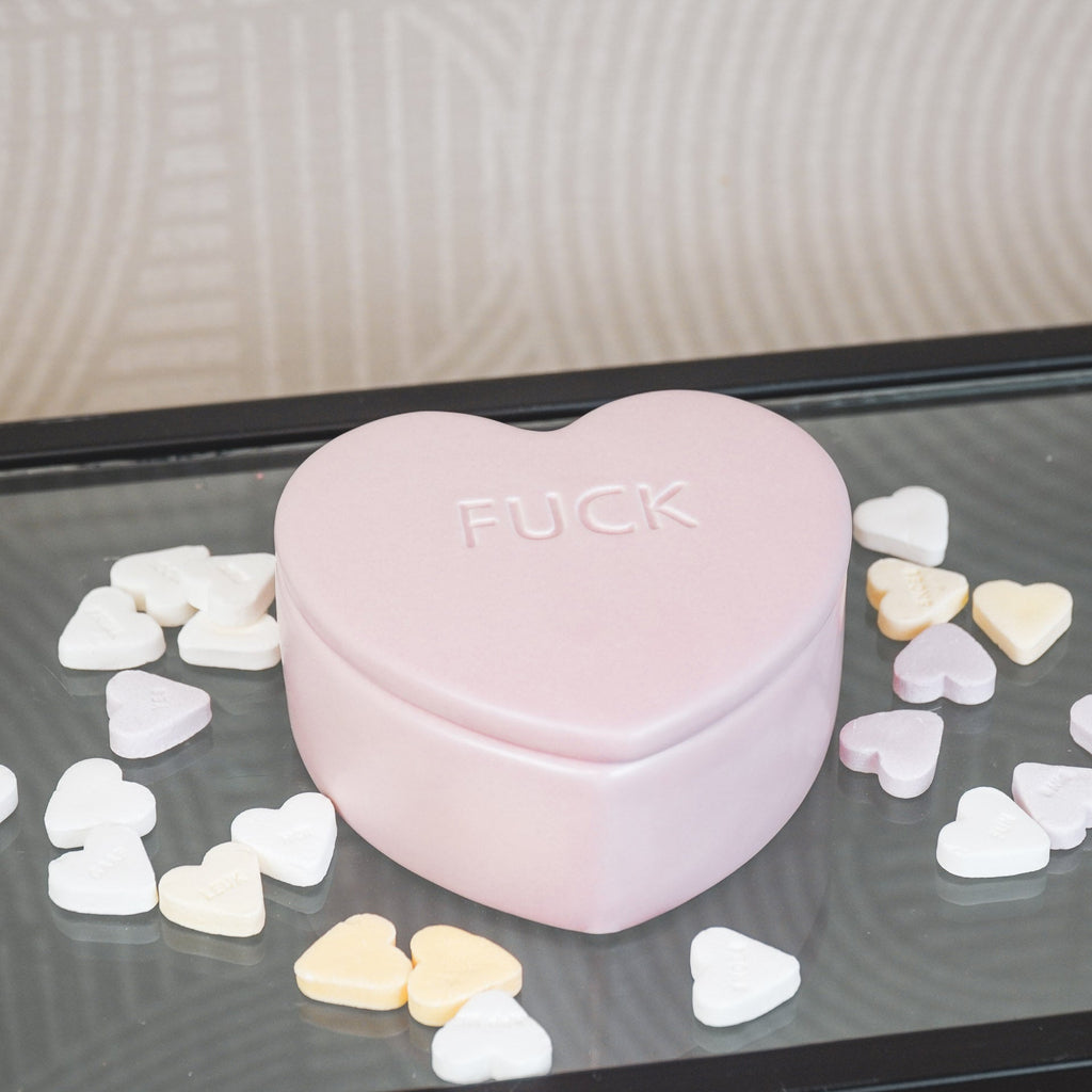 Deco Jar- Candy Heart 'FUCK- Light Pink- 12x11,5x6cm