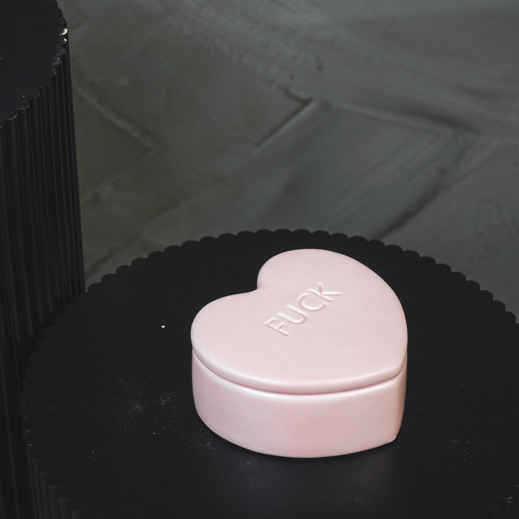 Deco Jar- Candy Heart 'FUCK- Light Pink- 12x11,5x6cm