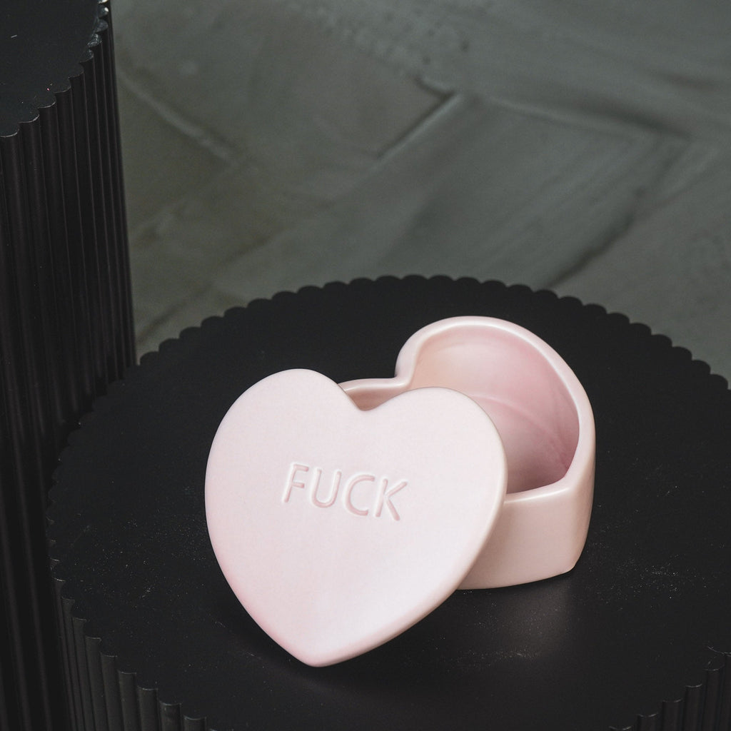 Deco Jar- Candy Heart 'FUCK- Light Pink- 12x11,5x6cm