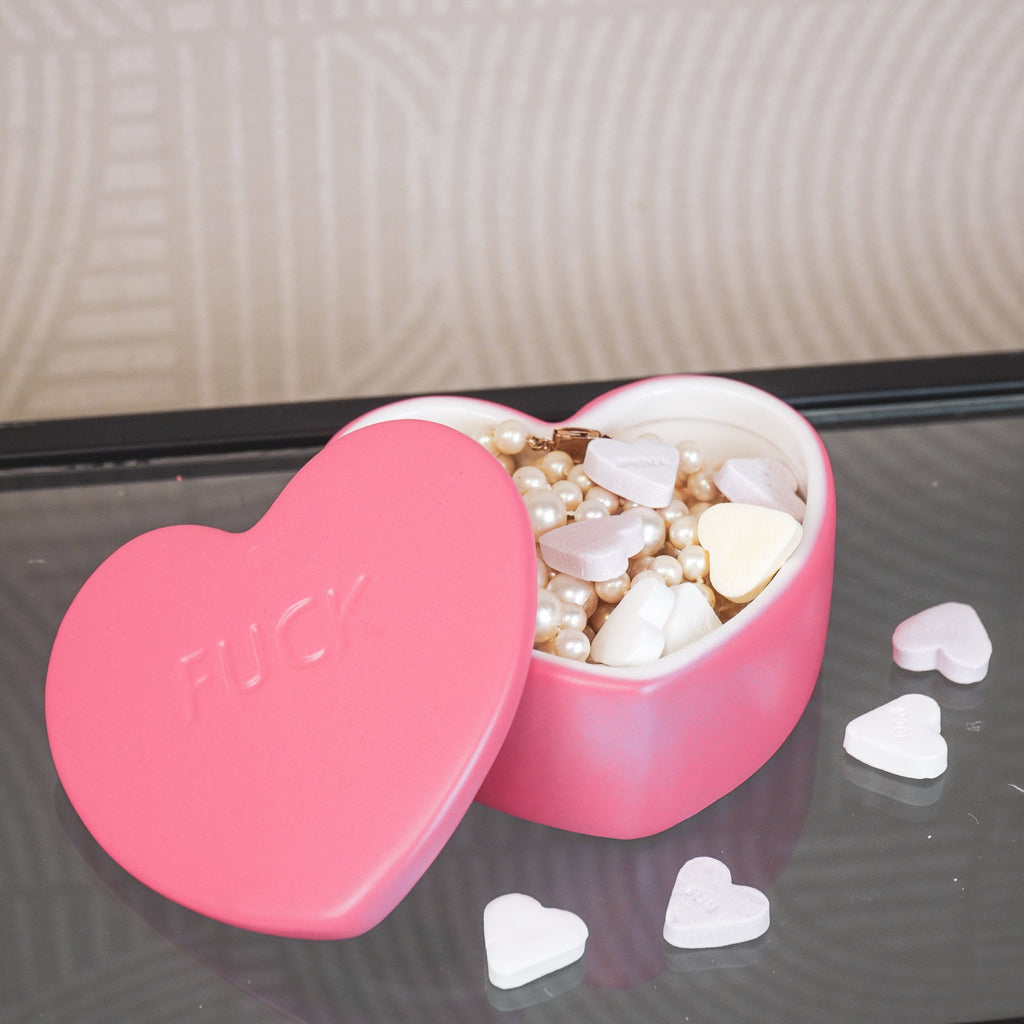 Deco Jar- Candy Heart 'FUCK- Neon Pink- 12x11,5x6cm