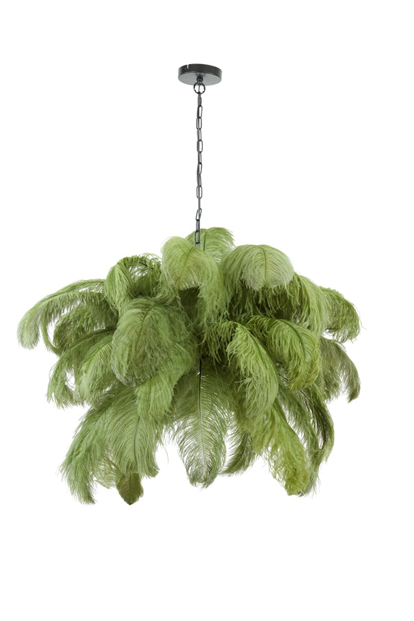Hanging lamp E14 80 cm FEATHER black+olive green
