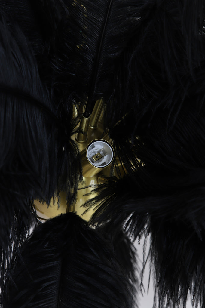 Hanging lamp E14 80 cm FEATHER gold+black