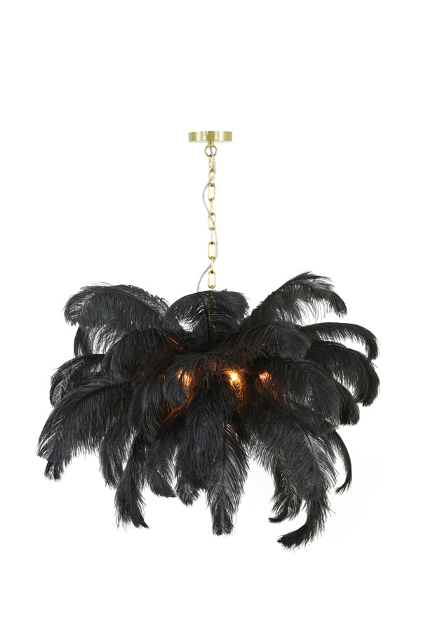 Hanging lamp E14 80 cm FEATHER gold+black