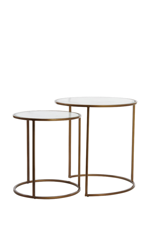 Side table S/2 40x45+50x52 cm FERATI glass clear+gold