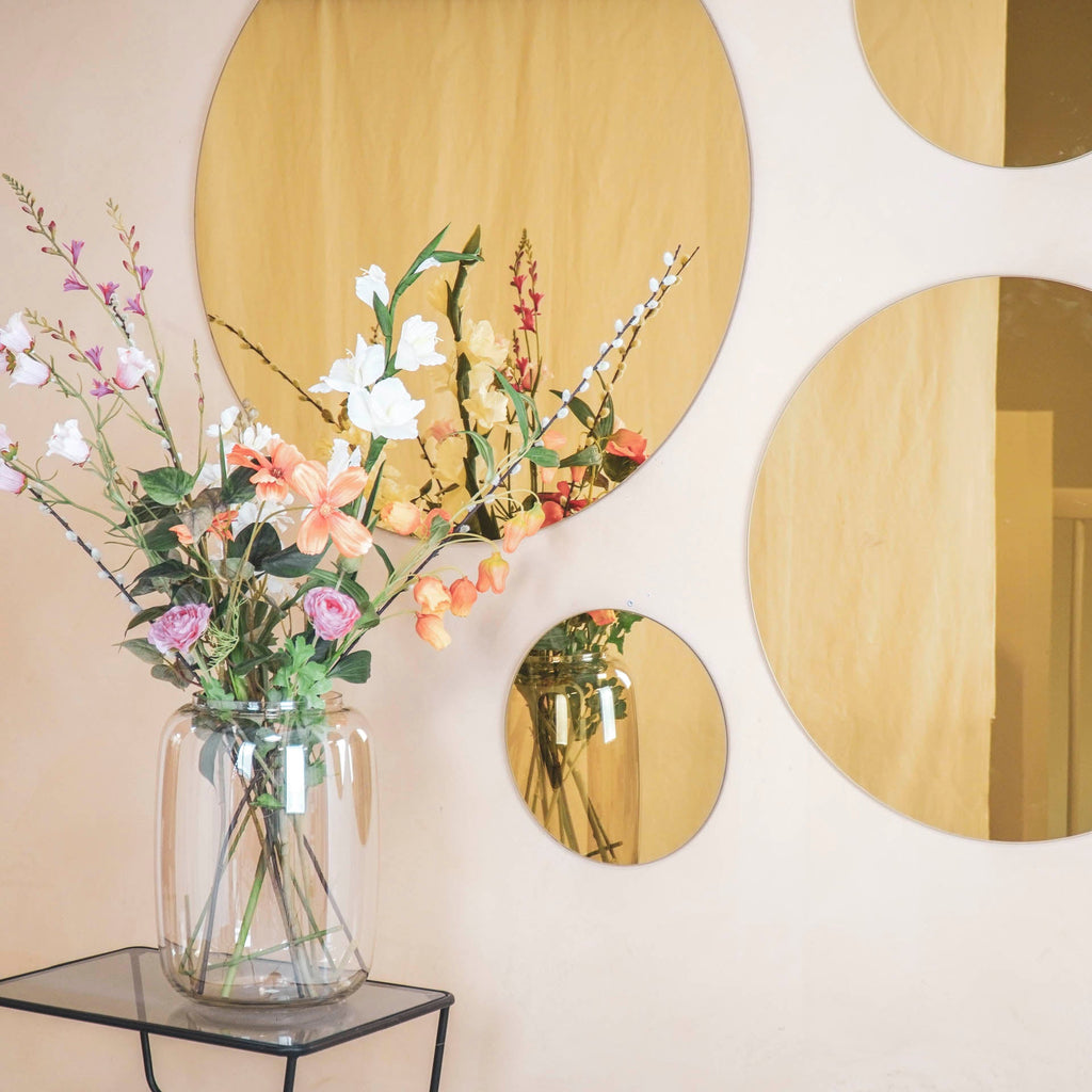Housevitamin Round Mirror - Golden Glass - 40x1x40cm