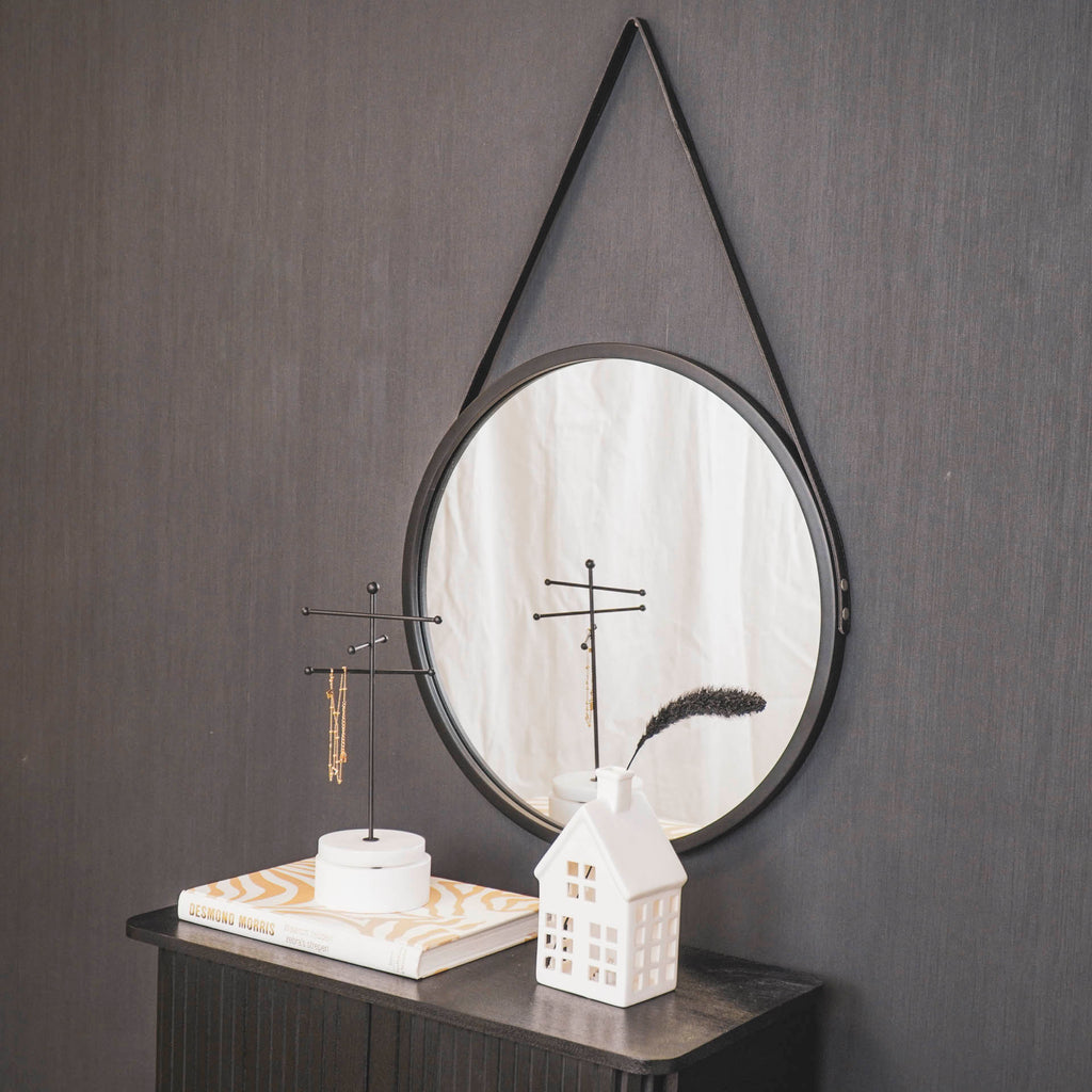Housevitamin Round Mirror - Metal - Black - 50x2,5x50cm