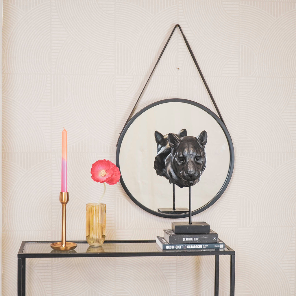 Housevitamin Round Mirror - Metal - Black - 50x2,5x50cm