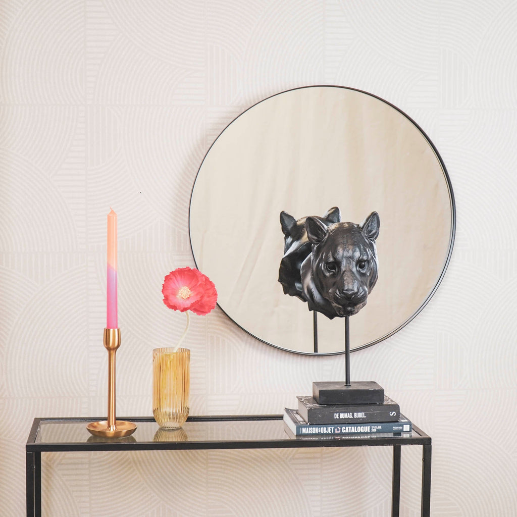 Housevitamin Round Mirror - Metal - Black- 60x3x60cm