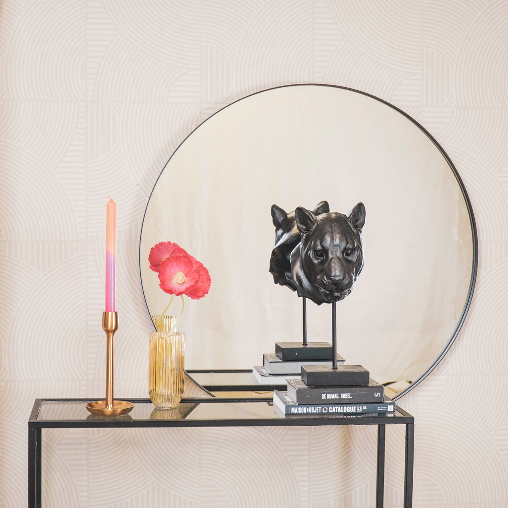 Housevitamin Round Mirror - Metal - Black- 80x3x80cm