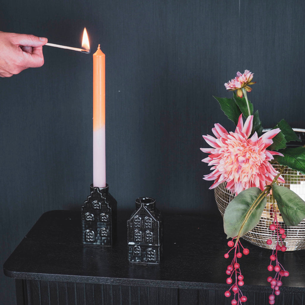 HV House Candle holder - Black - 6x5,5x11cm
