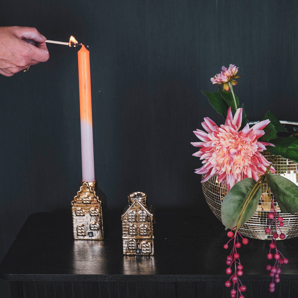 HV House Candle holder - Gold - 6x5,5x11cm
