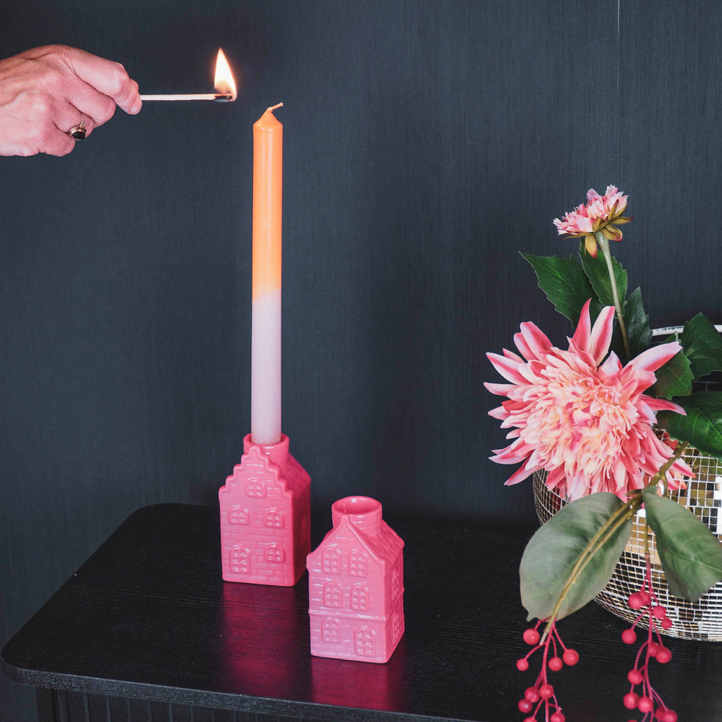 HV House Candle holder - Neon Pink - 6x5,5x11cm