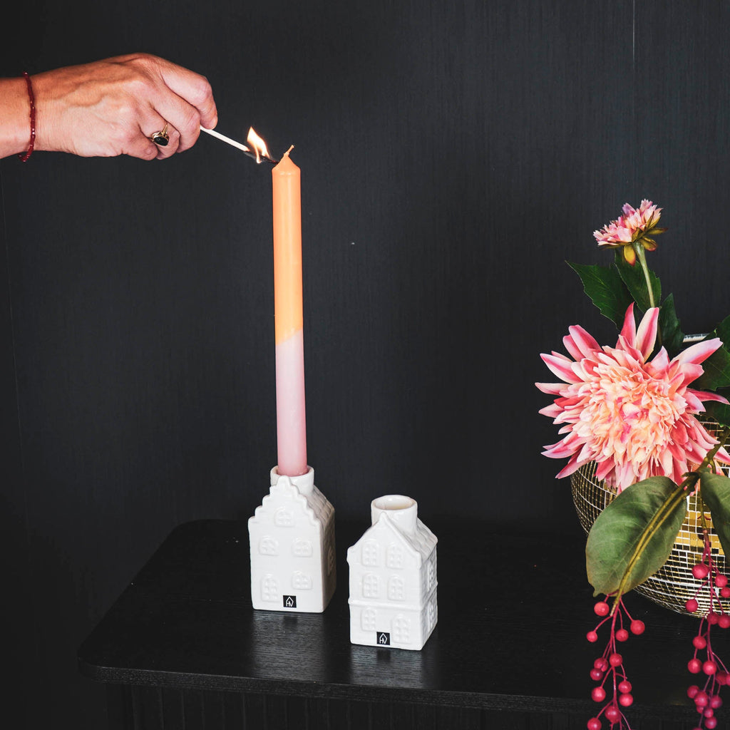 HV House Candle holder - White - 6x5,5x11cm