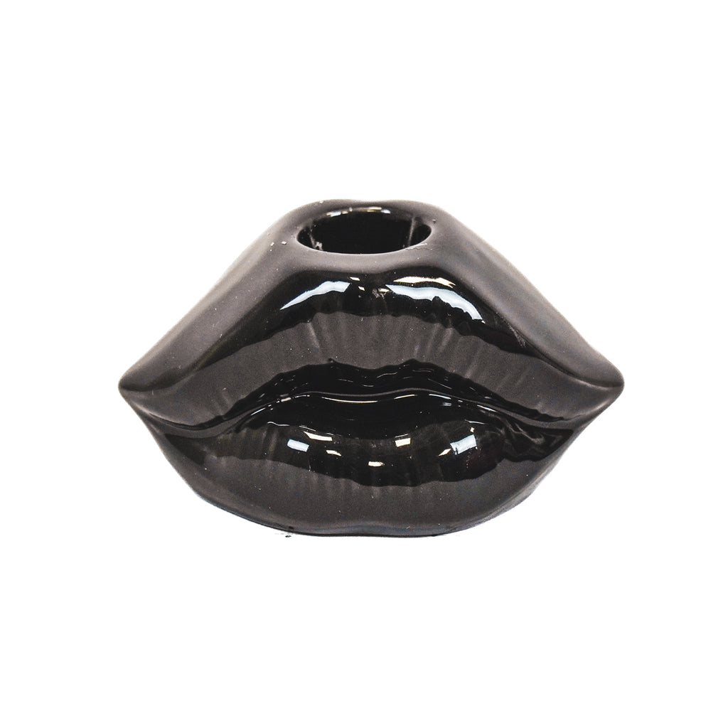 HV Lips Don't Lie Candleholder - Black - 10,5x6,5x5,5cm