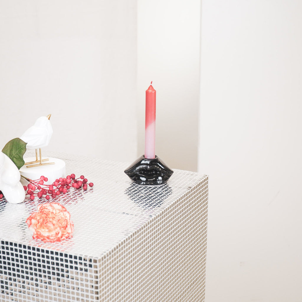 HV Lips Don't Lie Candleholder - Black - 10,5x6,5x5,5cm