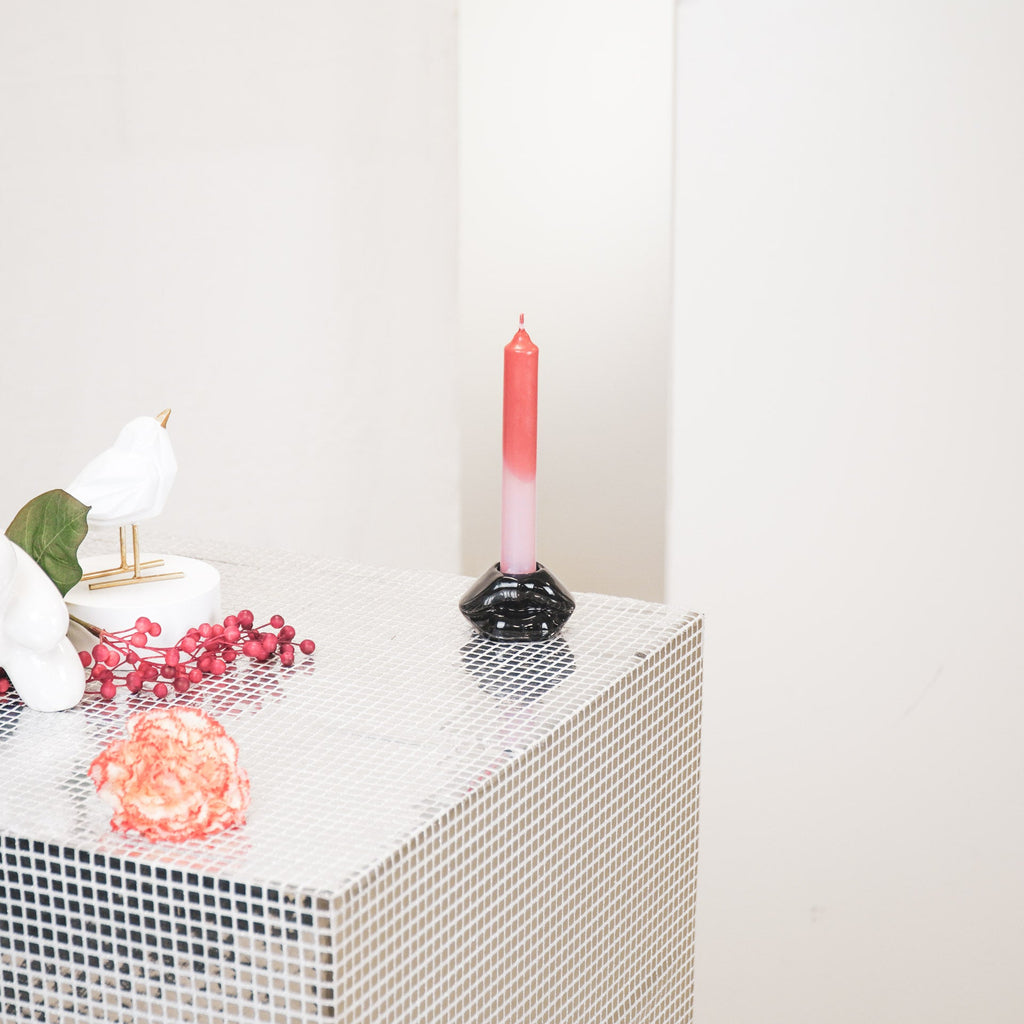 HV Lips Don't Lie Candleholder - Black -7x5,5x4cm