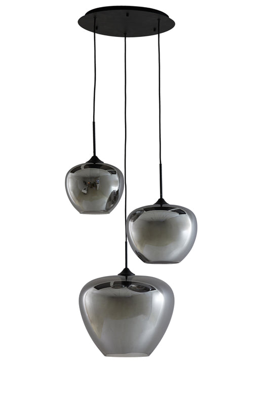 Hanging lamp 3L 40x160 cm MAYSON smoked glass+matt black