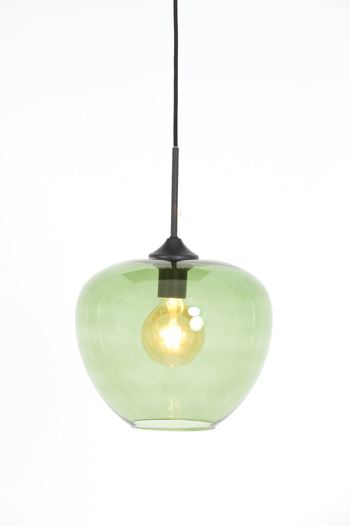 Hanging lamp 30x25 cm MAYSON glass green+matt black