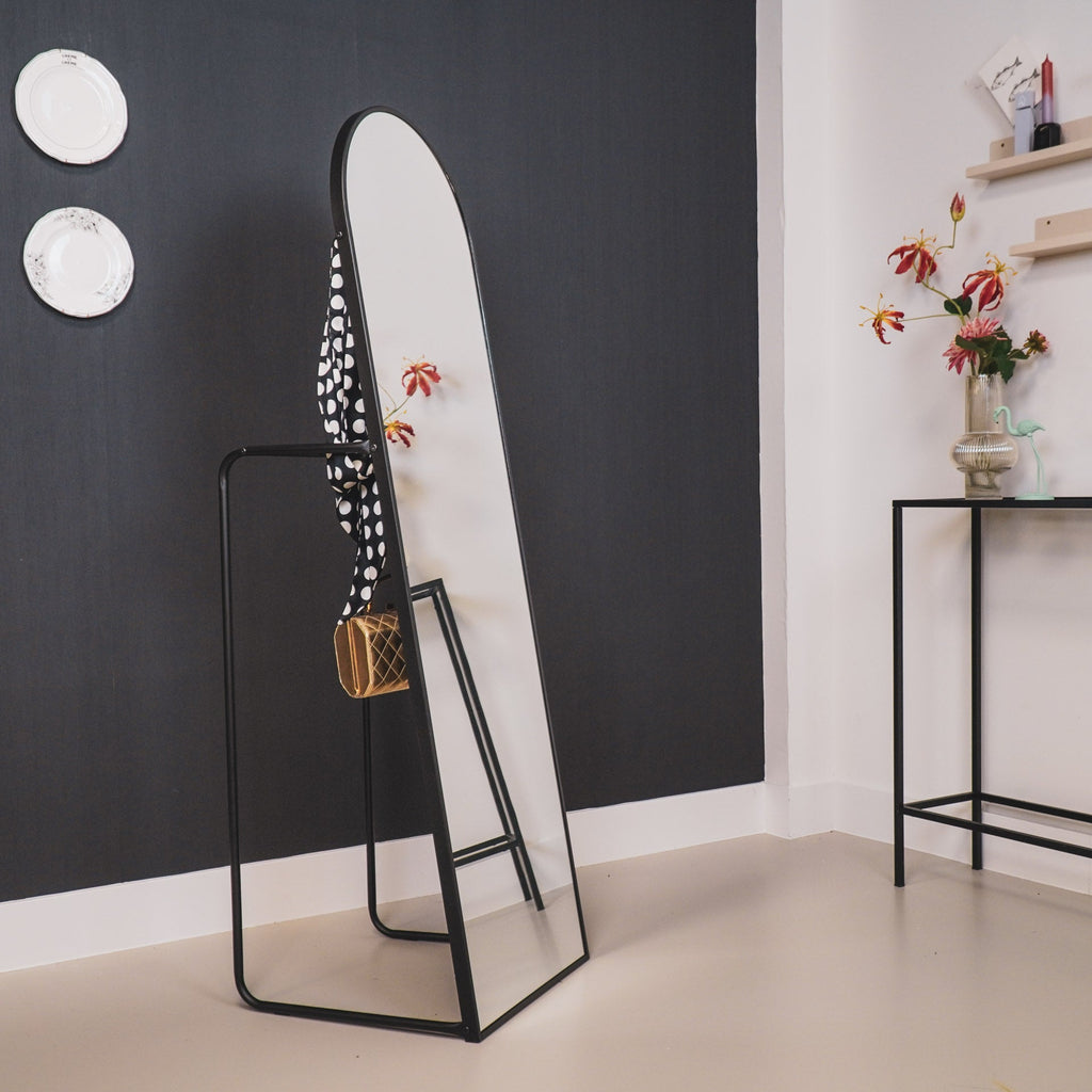 Mirror - Pass Mirror+Clothrack - Metal - Black - 45x43x150cm