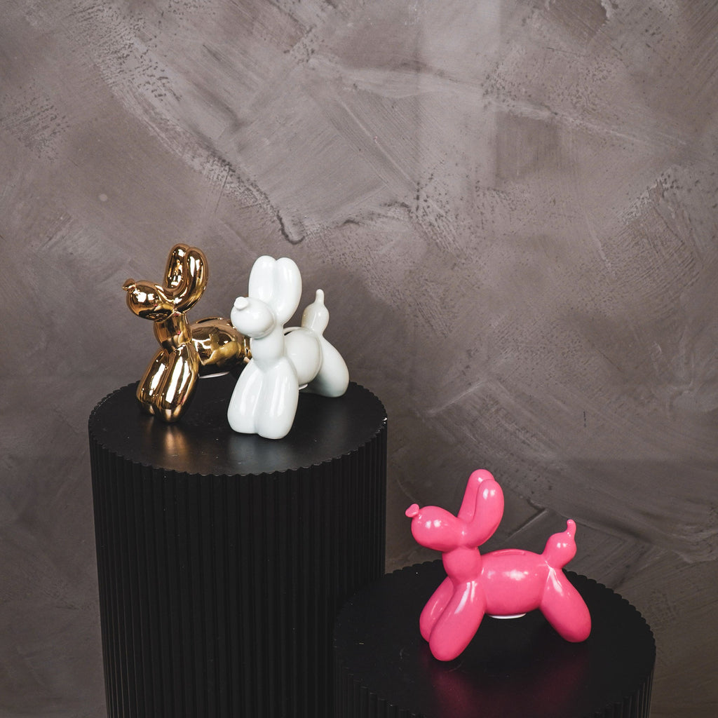 Ornament- Money Bank Balloon Dog- Ceramics- Gold-17x7x17cm
