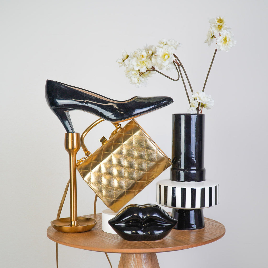 Ornament- Money Bank - Lip - Ceramics- Black -15x8x8cm