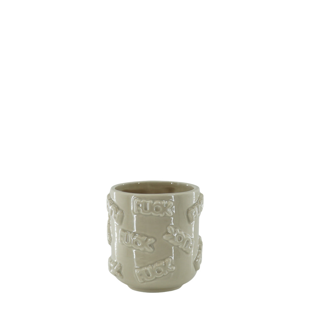 Pot - 'FUCK' - Ceramics - Beige - 11x11x11,5cm