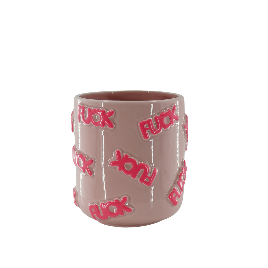 Pot - 'FUCK' - Ceramics - Pink - 17,5x17,5x17,5cm