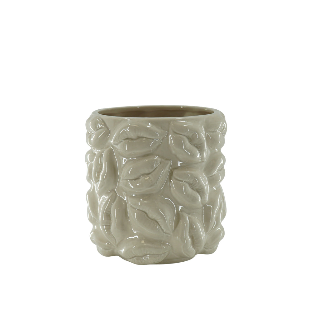 Pot - Kisses - Ceramics - Beige - 17,5x17,5x17,5cm