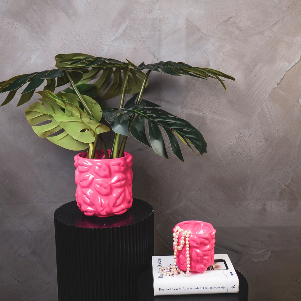 Pot - Kisses - Ceramics - Neon Pink - 11x11x11,5cm