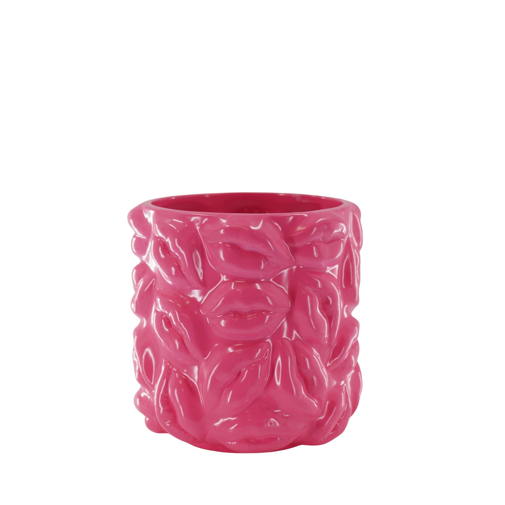Pot - Kisses - Ceramics - Neon Pink - 17,5x17,5x17,5cm