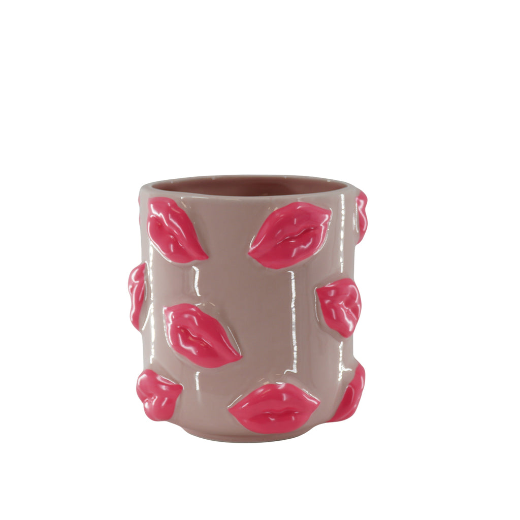 Pot - Kisses - Ceramics - Pink - 17,5x17,5x17,5cm