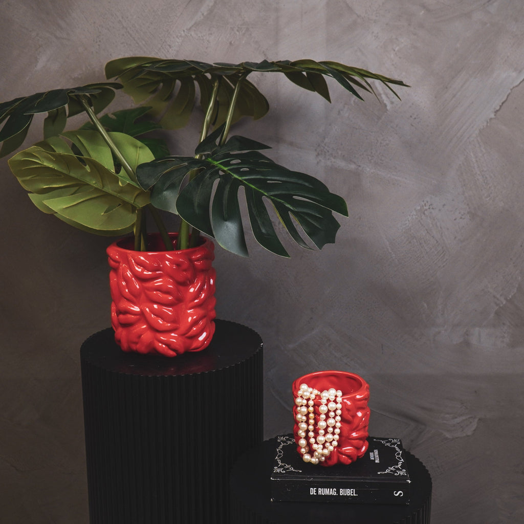 Pot - Kisses - Ceramics - Red - 17,5x17,5x17,5cm