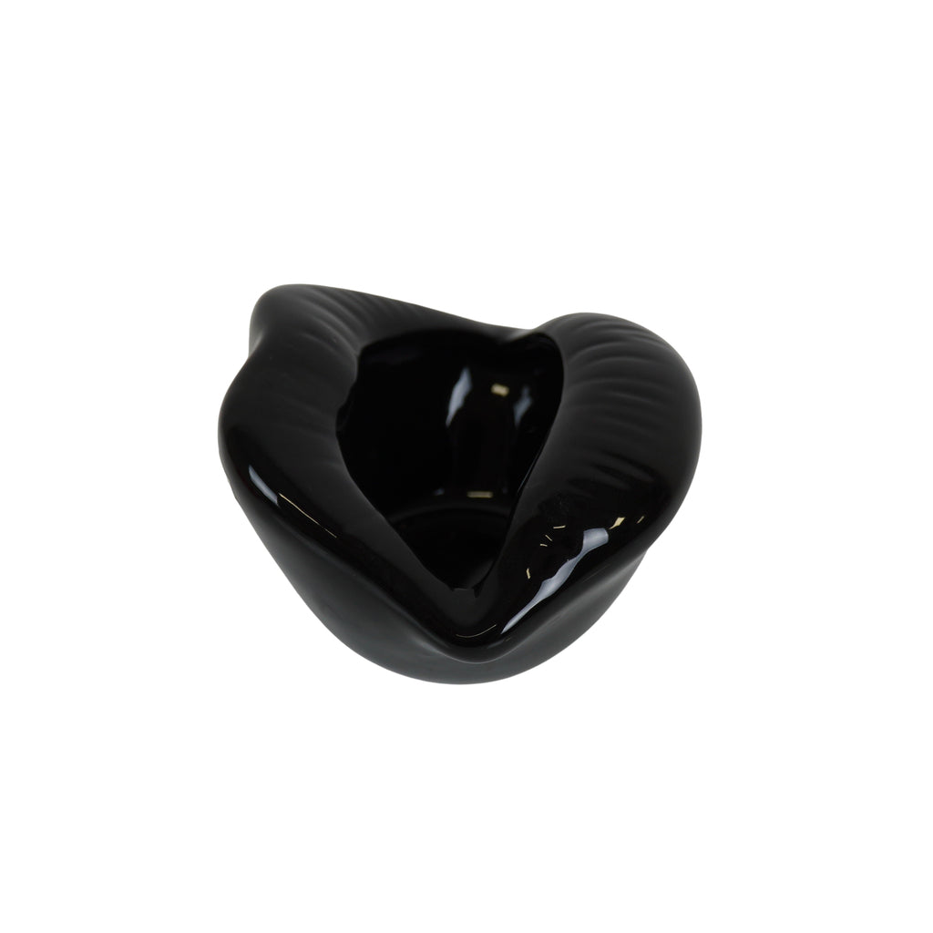 Pot - Ornament - Lip - Ceramics - Black - 12,5x11x7,5cm