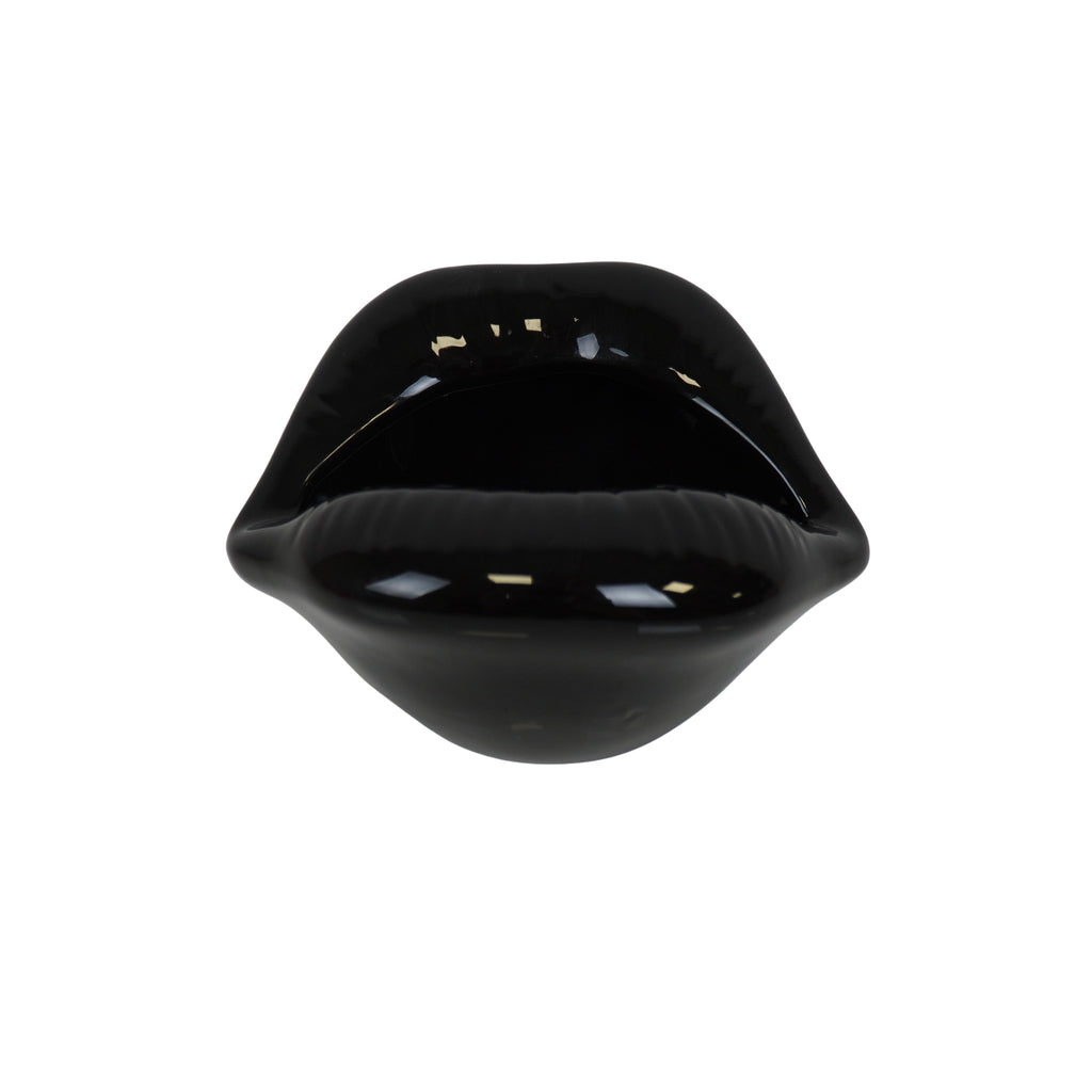 Pot - Ornament - Lip - Ceramics - Black - 12,5x11x7,5cm