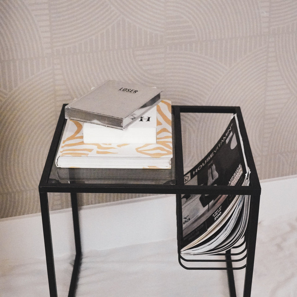 Side table - Storage - Metal - Black - 40x40x40cm