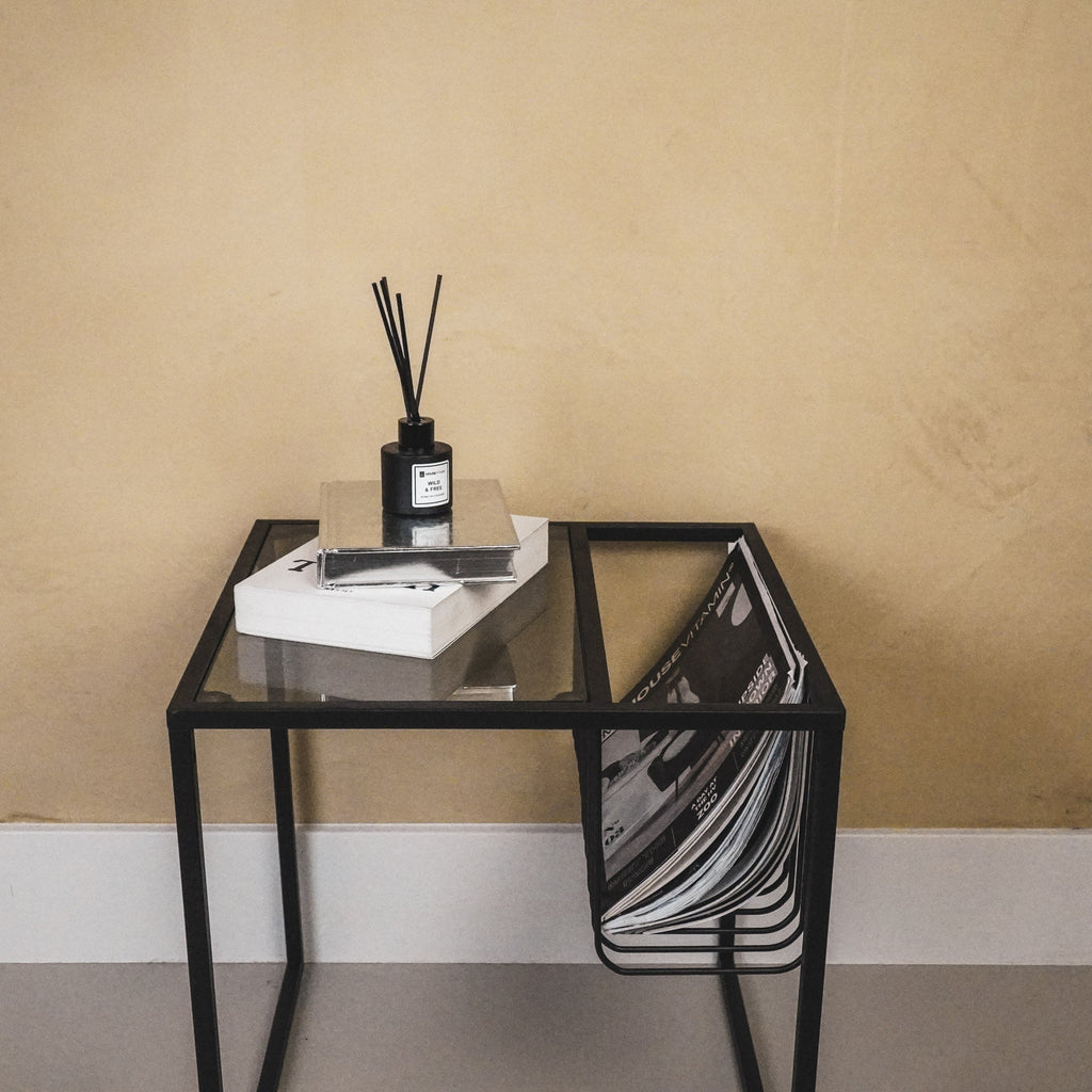Side table - Storage - Metal - Black - 40x40x40cm