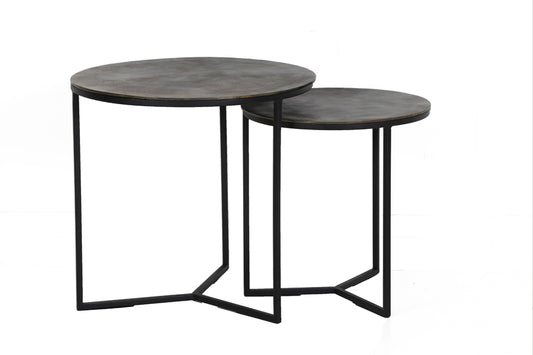 Side table S/2 38x40+48,5x46 cm SOCOS antique oil bronze