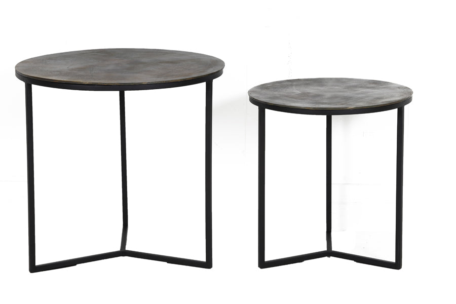Side table S/2 38x40+48,5x46 cm SOCOS antique oil bronze