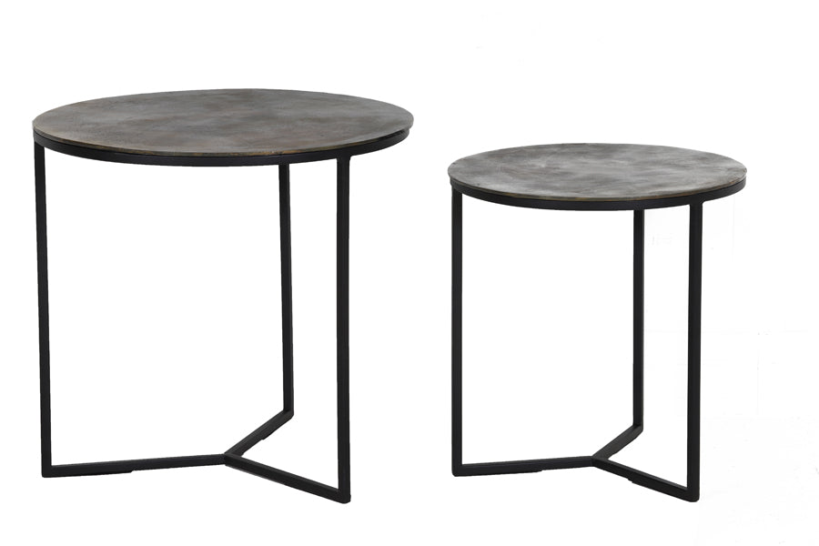 Side table S/2 38x40+48,5x46 cm SOCOS antique oil bronze