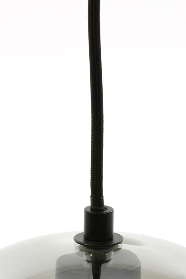 Hanging lamp 30x28 cm SUBAR matt black+smoked glass