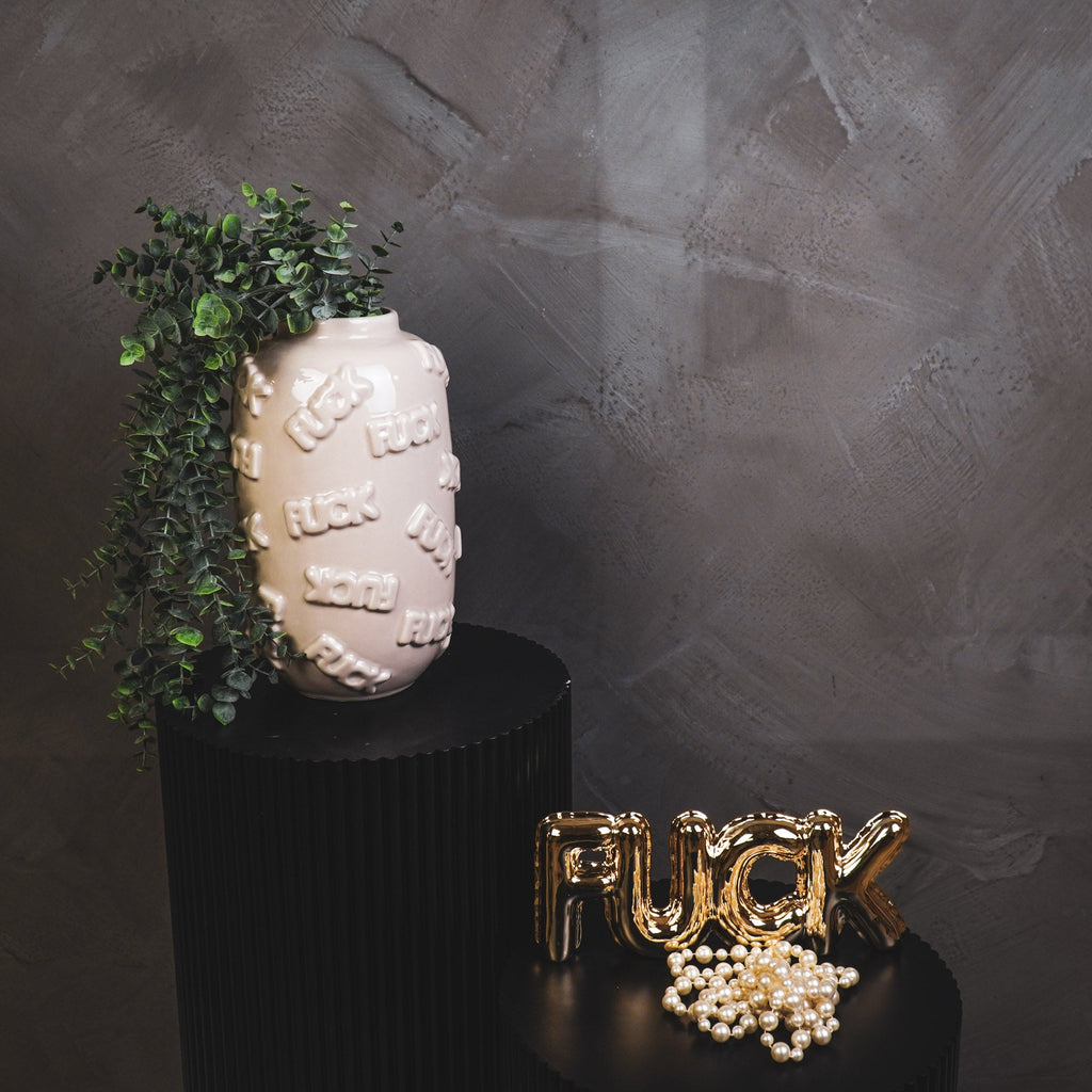 Vase - 'FUCK' - Ceramics - Beige - 17x17x27cm