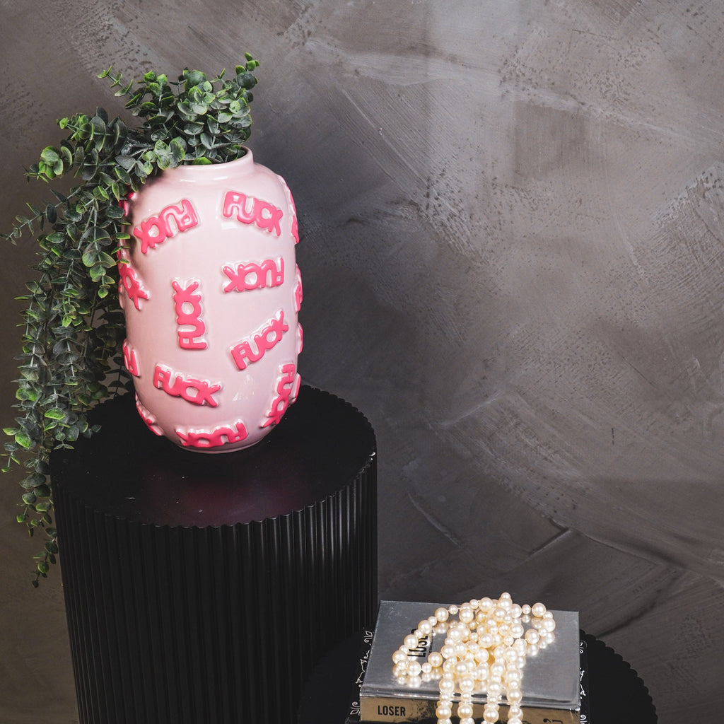 Vase - 'FUCK' - Ceramics - Pink - 17x17x27cm