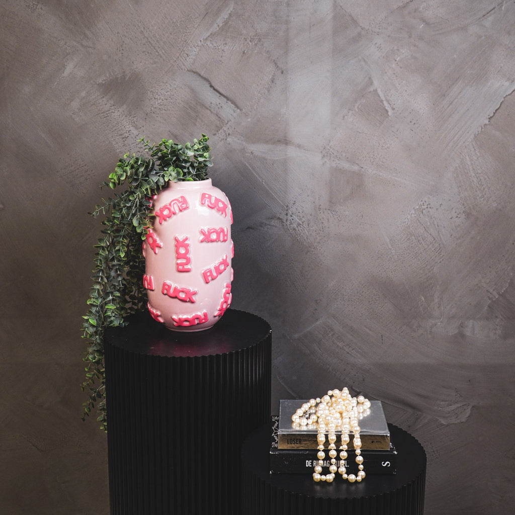 Vase - 'FUCK' - Ceramics - Pink - 17x17x27cm