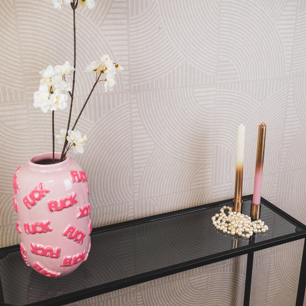 Vase - 'FUCK' - Ceramics - Pink - 17x17x27cm