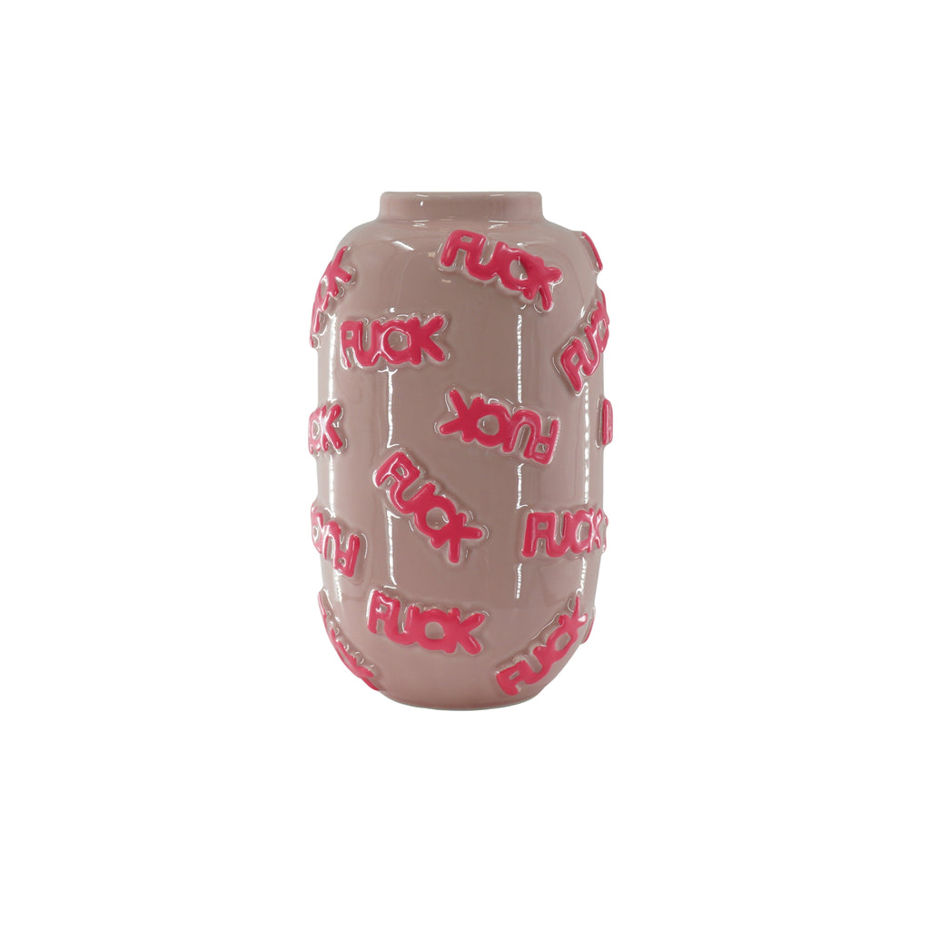 Vase - 'FUCK' - Ceramics - Pink - 17x17x27cm