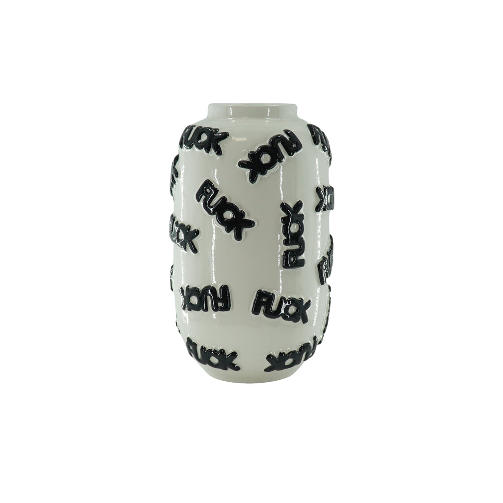 Vase - 'FUCK' - Ceramics - White/Black - 17x17x27cm