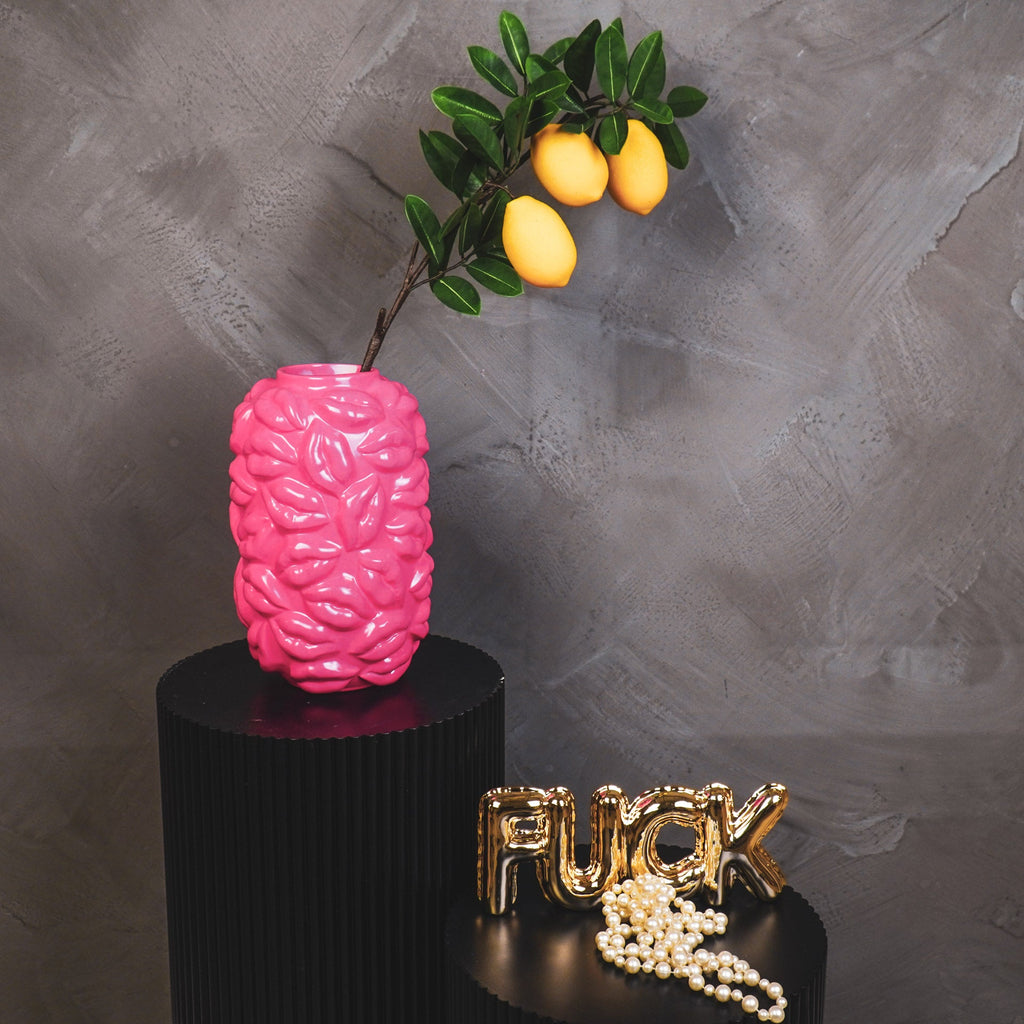 Vase - Kisses - Ceramics - Neon Pink - 17x17x27cm
